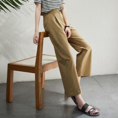 Solid Wide Leg Cropped Pants